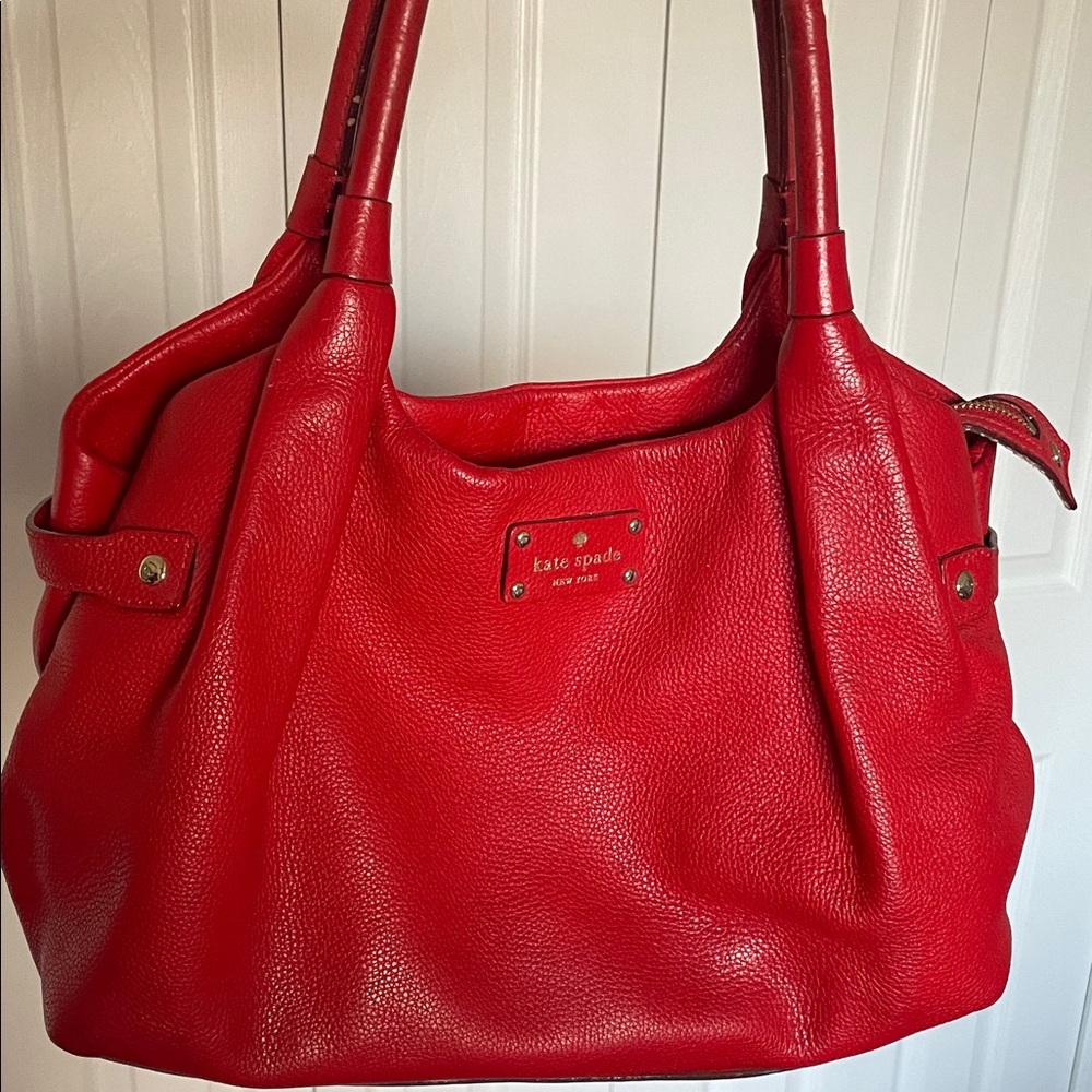 kate spade Red Pebbled Leather Shoulder Tote
